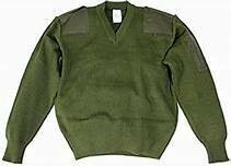 Commando Sweater, Acrylic V-Neck - OD