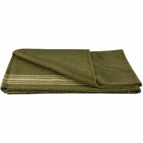 Wool Blanket - OD with Khaki Stripe Wool Blanket - OD with Khaki Stripe