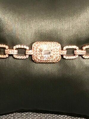 Bracelet Gourmette Rhinestones with Center emerald cut Bracelet Gourmette Rhinestones with Center emerald cut