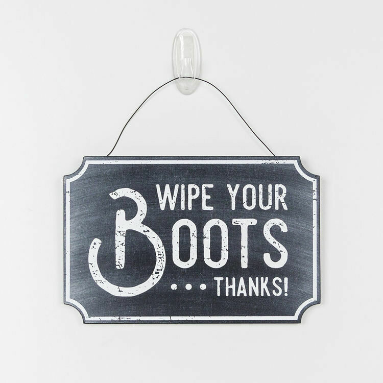 Wipe Your Boots Hanging Wood Sign