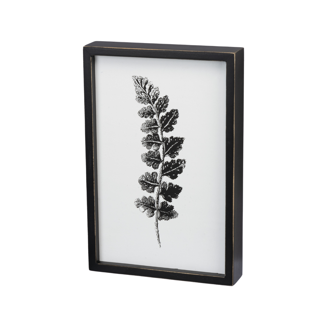 Inset Box Sign - Black & White Floral, 2