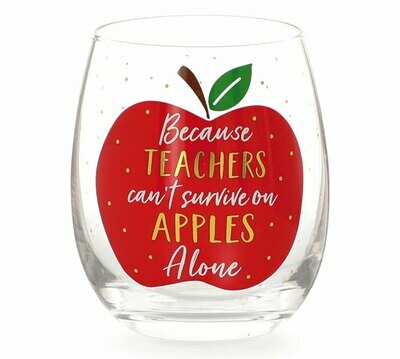 Apple Teacher Wine Glass