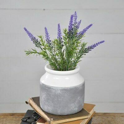 6" Fat Gray/White Vase