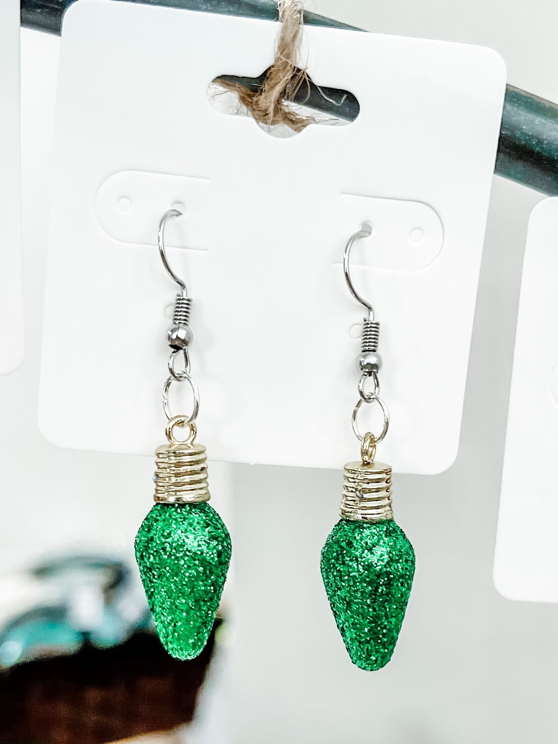Green Light Bulb Earrings