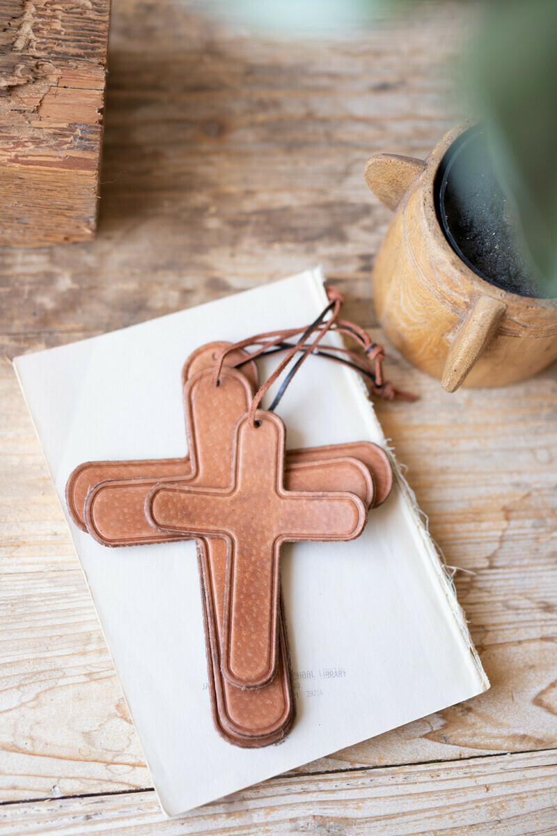 Set of 3 Leather Crosses