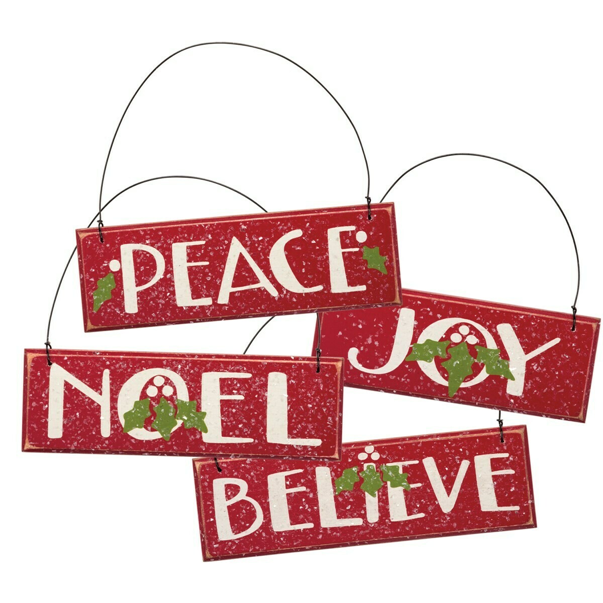 Red Wood Holiday Sentiment Ornament