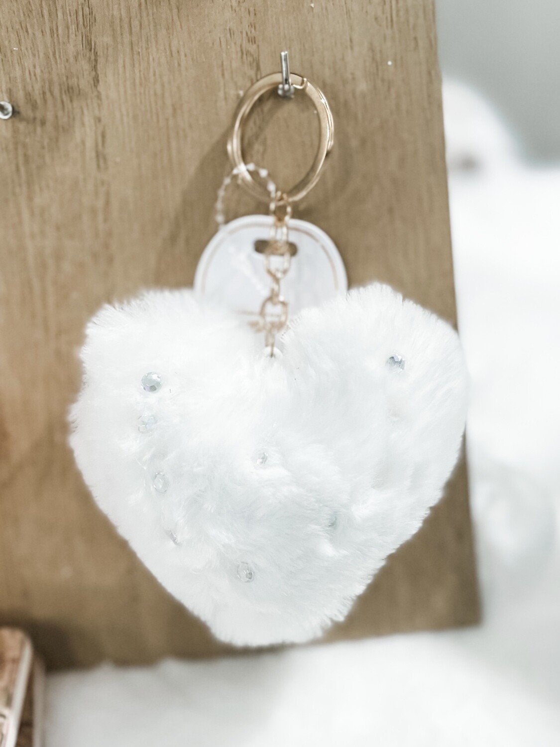 White Heart Key Chain