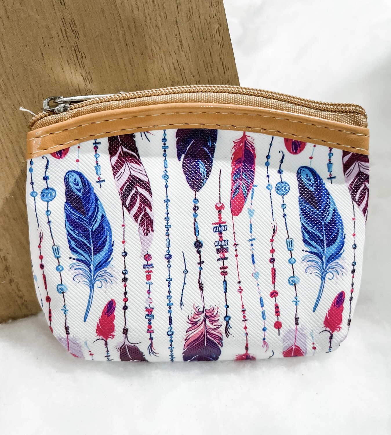 Pink, Purple & Blue Feather Coin Purse