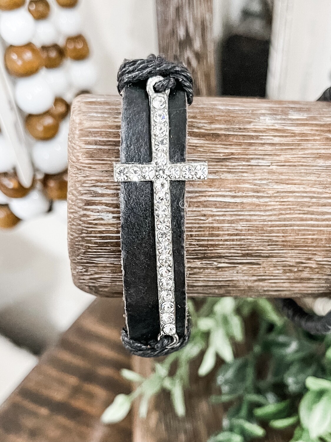 Blk Cross Bracelet