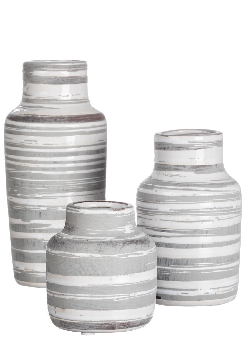 Sm Gray Striped Vase