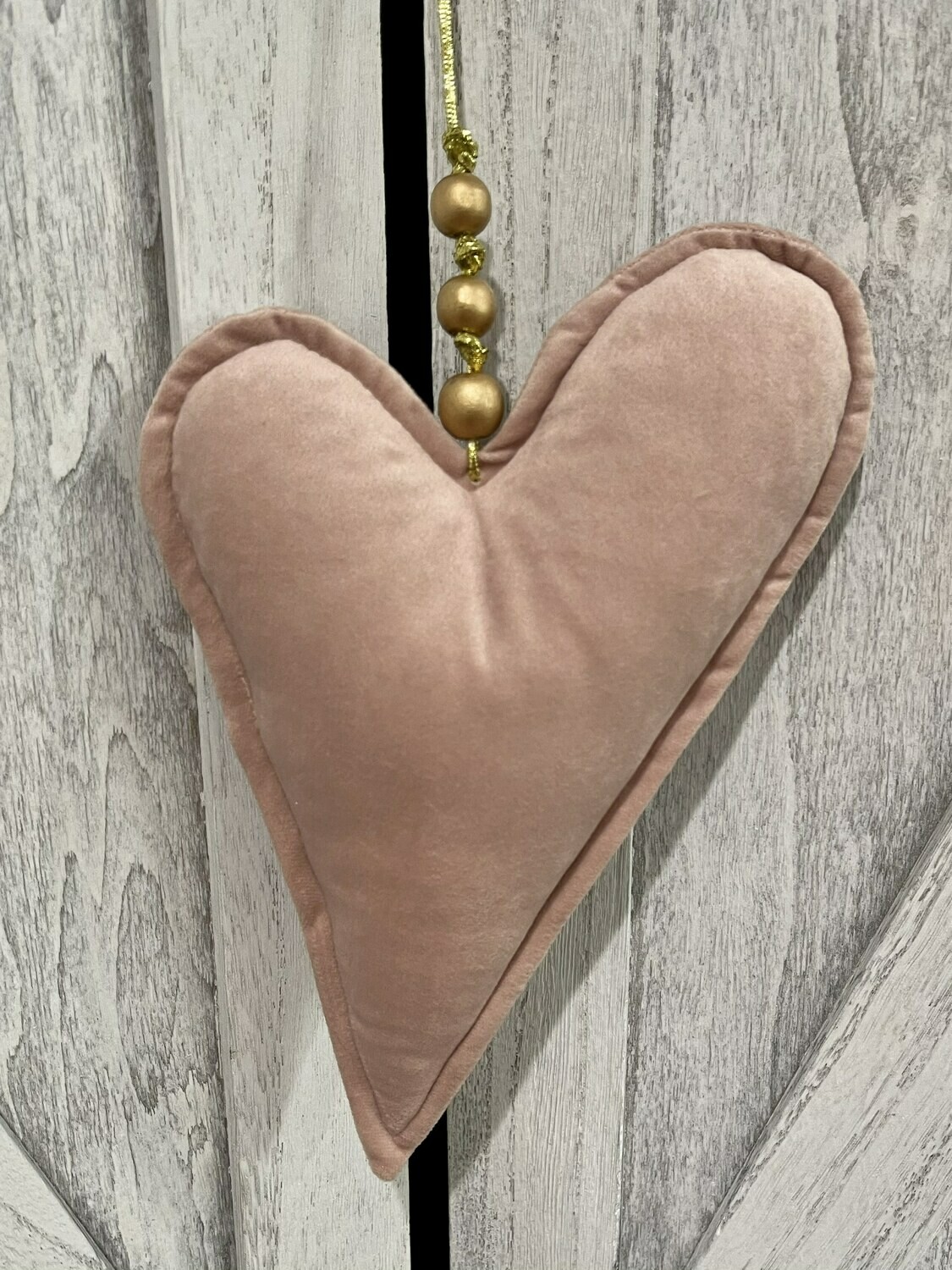 Lg Matte Pink Soft Heart w Beads