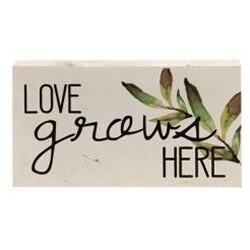 Love Grows Here Wood Block Sign