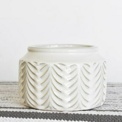 Cream Ceramic Pattern Pot