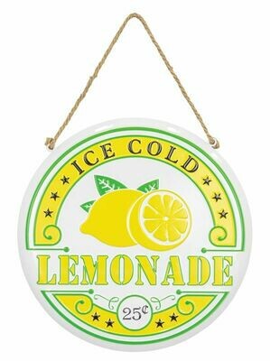 Round Ice Cold Lemonade Hanging Sign