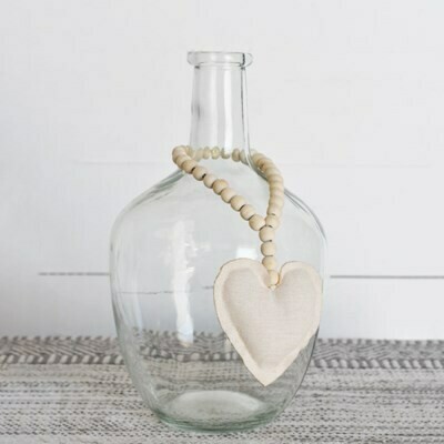 Wood Beads w Fabric Heart