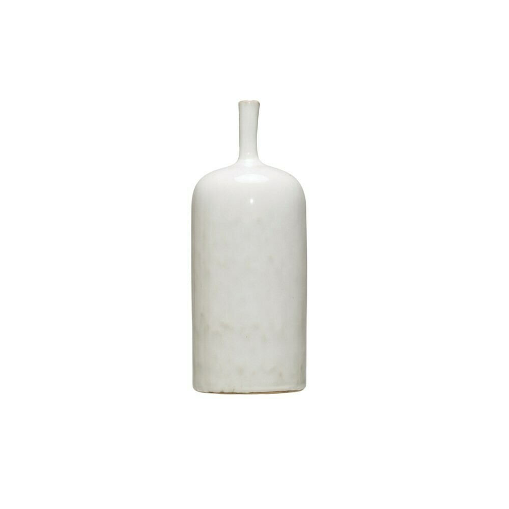 Tall White Stoneware Glazed Vase
