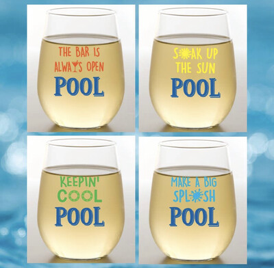 Set of 4 Pool Shatterproof Wine Glasses