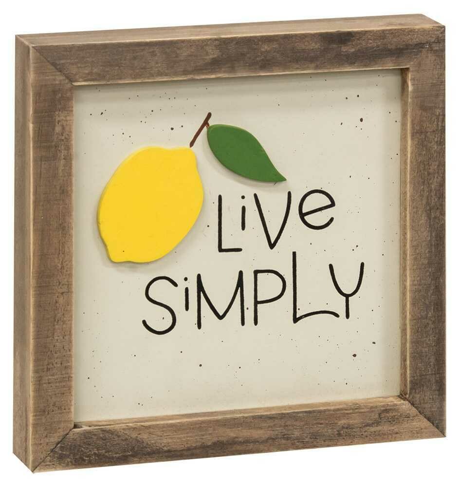 Live Simply Framed Lemon Sign