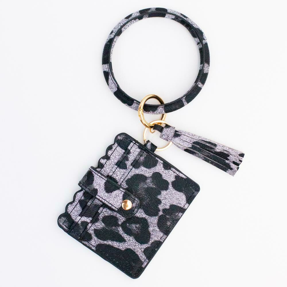Dark Grey Leopard Keychain Wallet