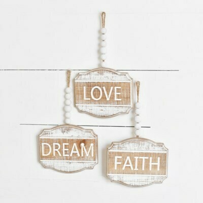 Hanging Beaded Wooden Faith Sign