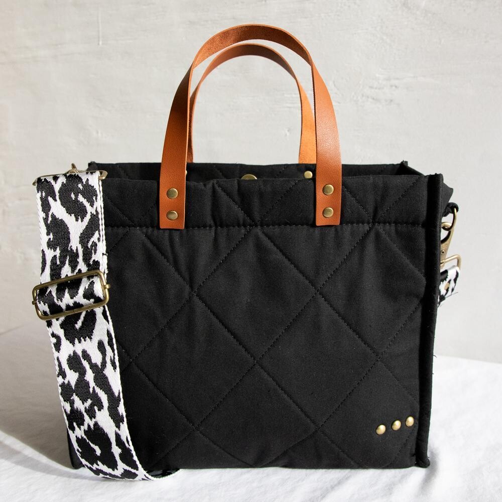 Quilted Black Crossbody Tote