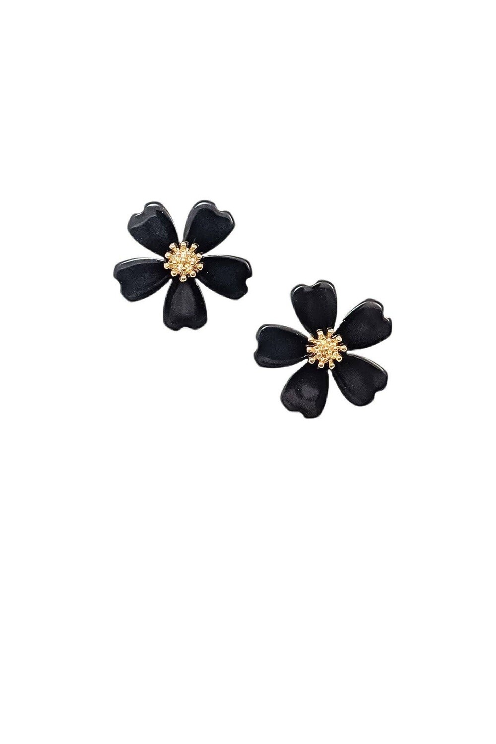 Black Flower Stud Earrings