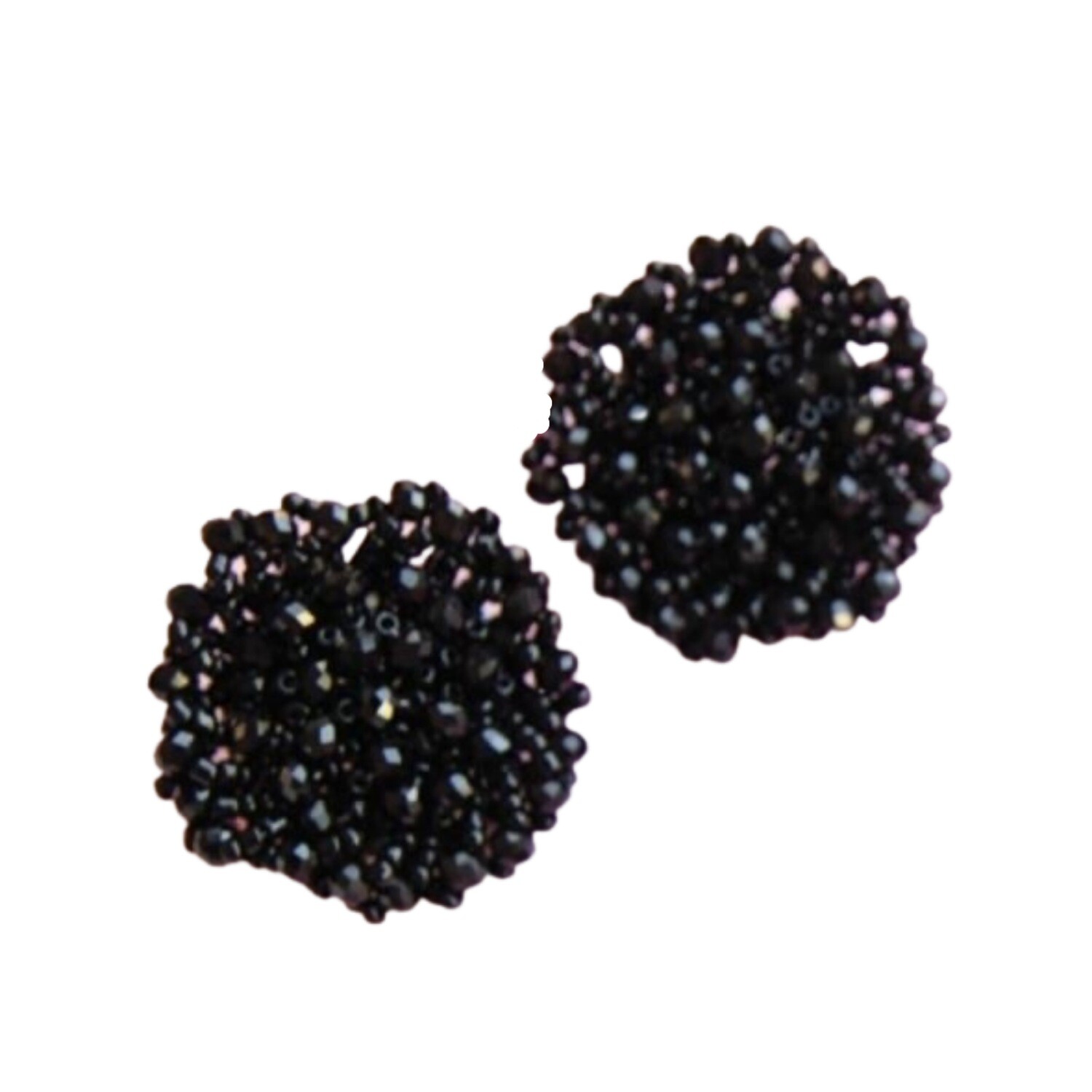 Black Beaded Circle Earrings