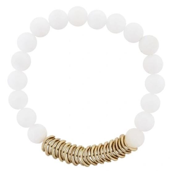 White Jade Beaded Bracelet