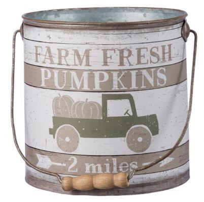 Distressed Farm Fresh Pumpkins Bucket