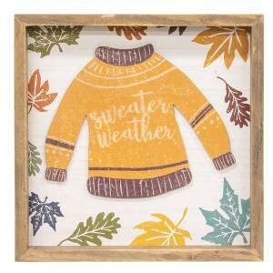 Sweater Weather Distressed Framed Sign