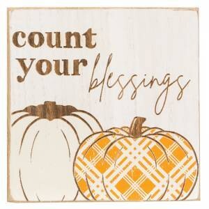 Count Your Blessings Plaid Pumpkin Block