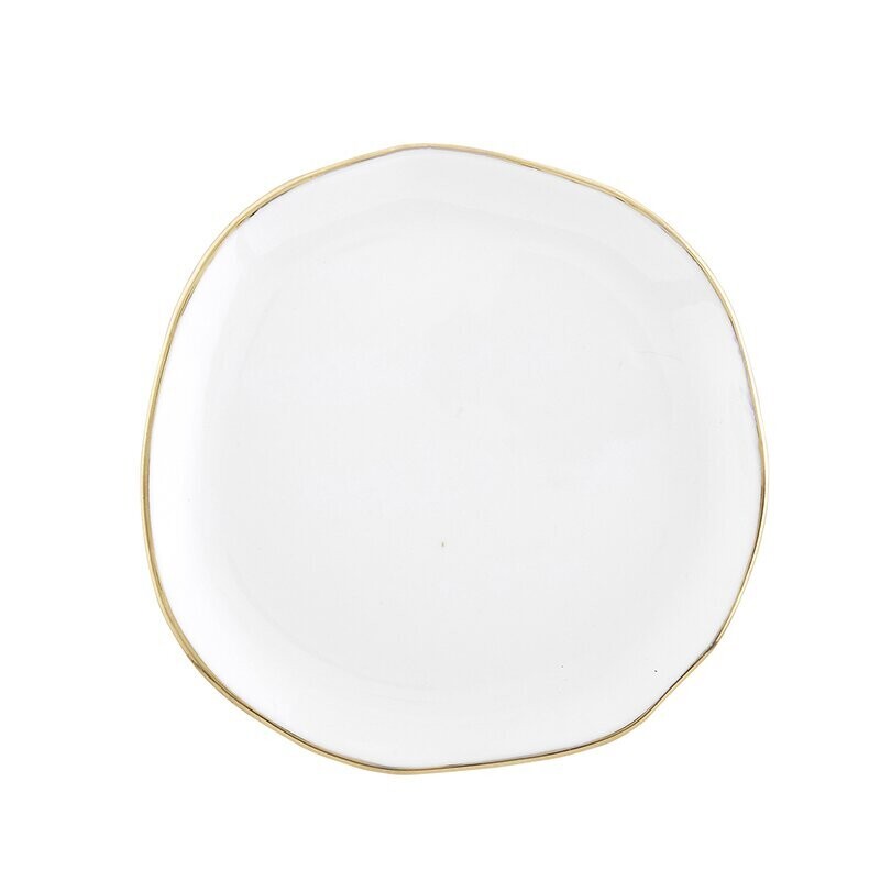 Small White & Gold Ceramic Tray