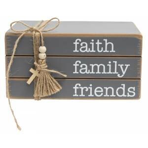 Faith Family Friends Wooden Bookstack