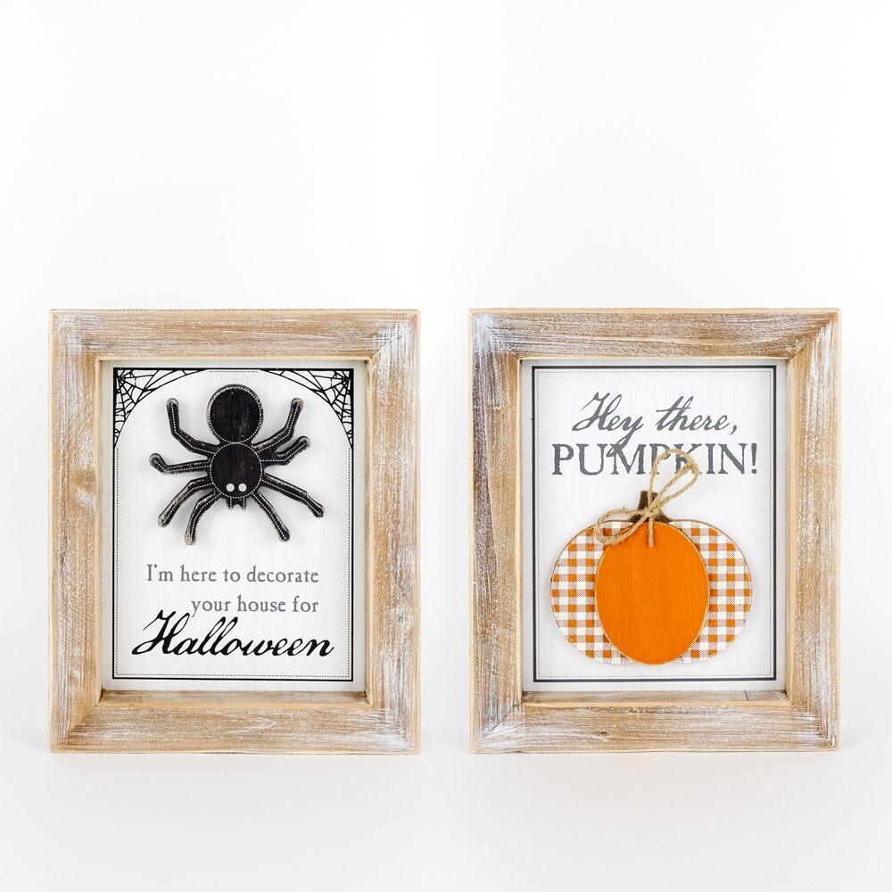 Reversible Spider/Pumpkin Framed Sign