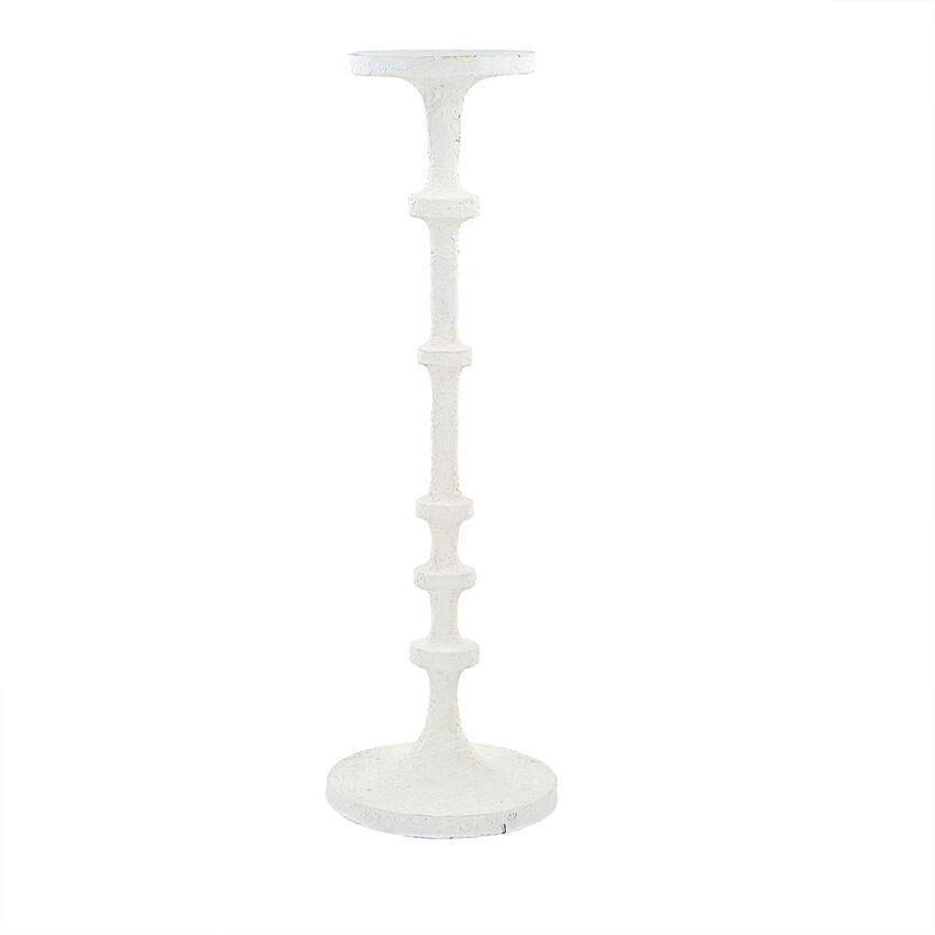 Lg White Textured Candle Holder