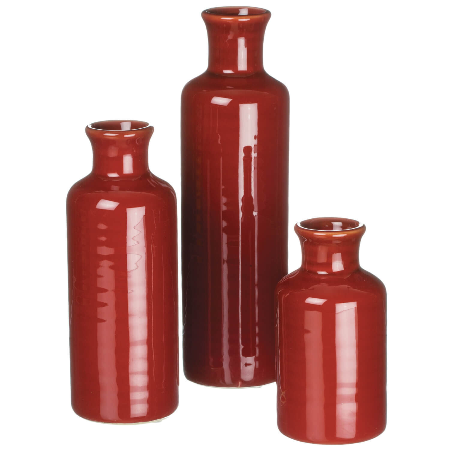 Lg Red Gloss Bottle Vase