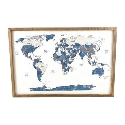 Blue World Map Pinboard