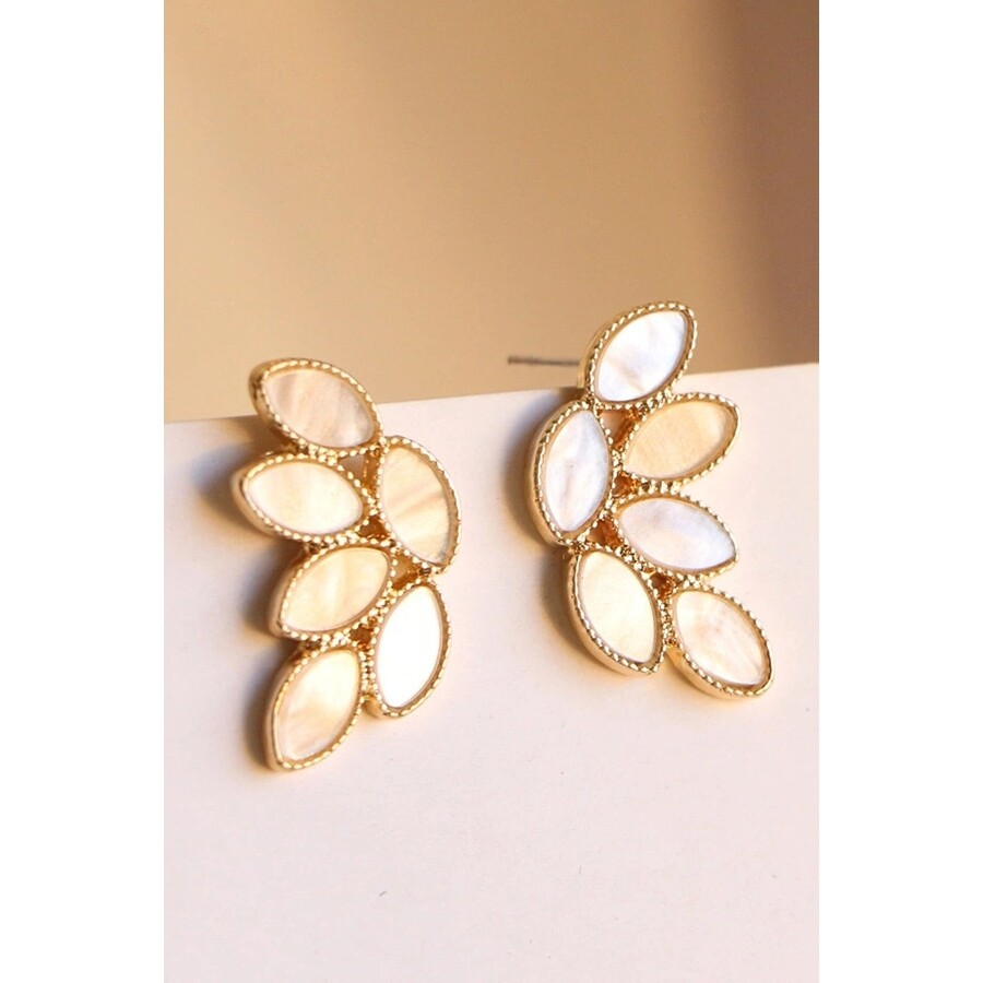 White Leaf Earrings