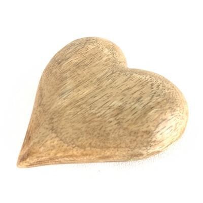 Lg Brown Carved Wood Heart