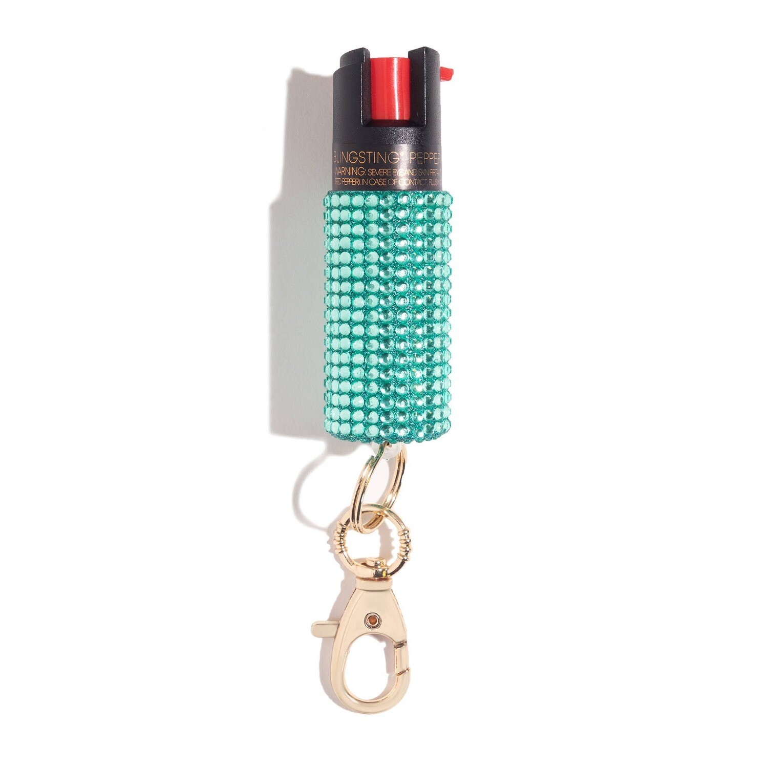 Mint Rhinestone Pepper Spray Keychain