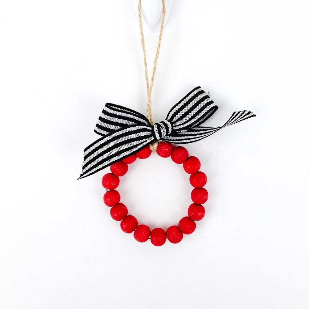 Sm Red Beaded Wreath Ornament