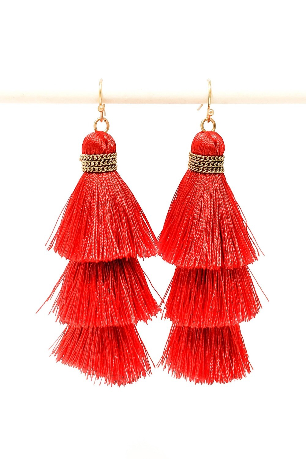 Red Thread Tassel Earrings