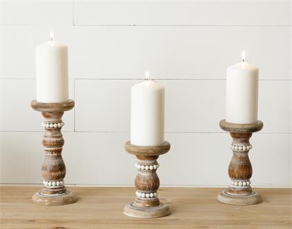 Sm Brown Beaded Candle Holder