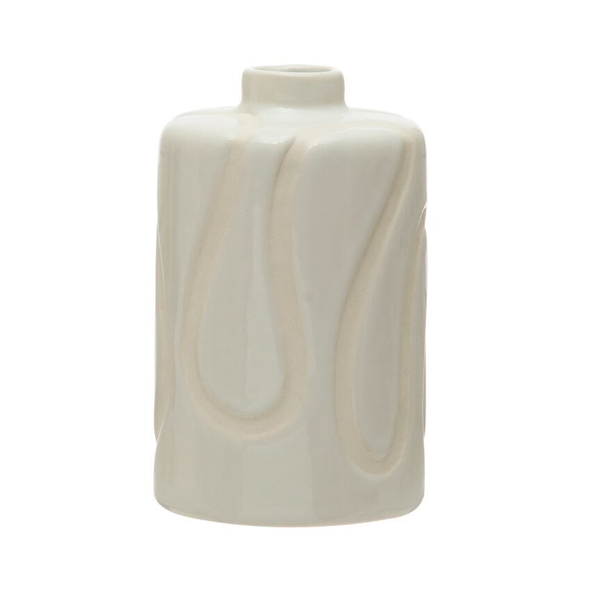 White Design Stoneware Vase