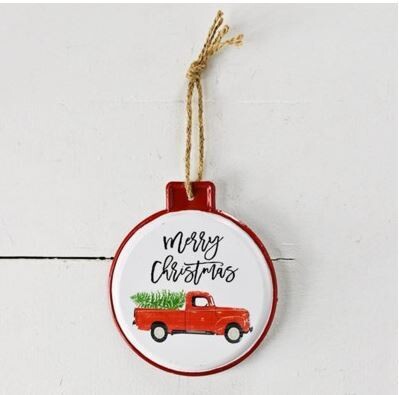 Merry Christmas Red Truck Ornament