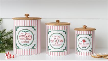 Red Striped Cocoa Canister