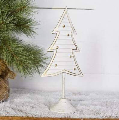 Sm White Tin Holiday Tree