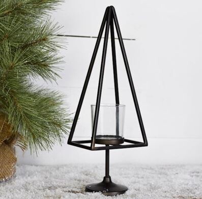 Sm Black Triangle Candle Stand