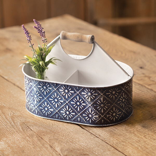 Navy Blue Floral Caddy