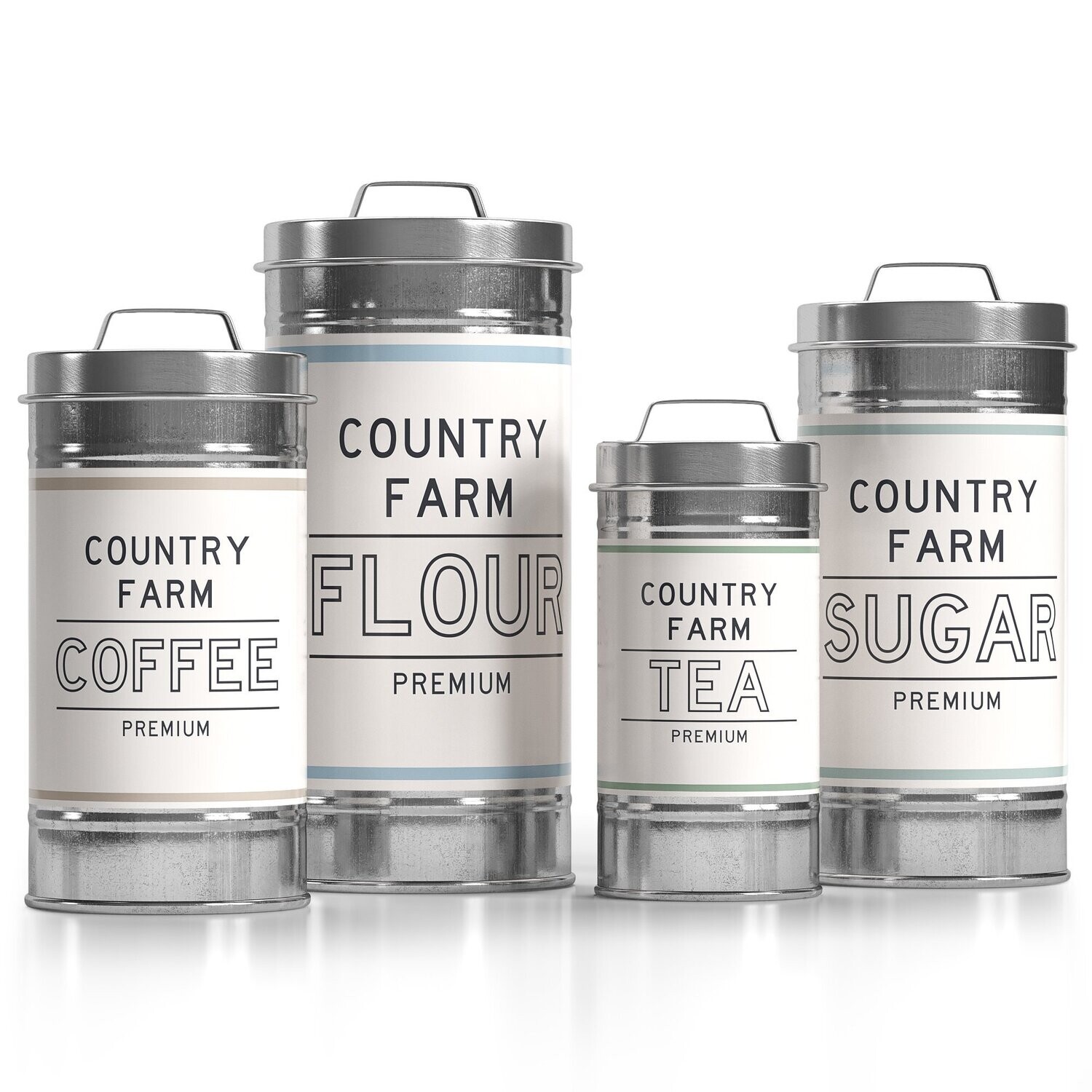 Set Of 4 Country Farm Kitchen Canisters